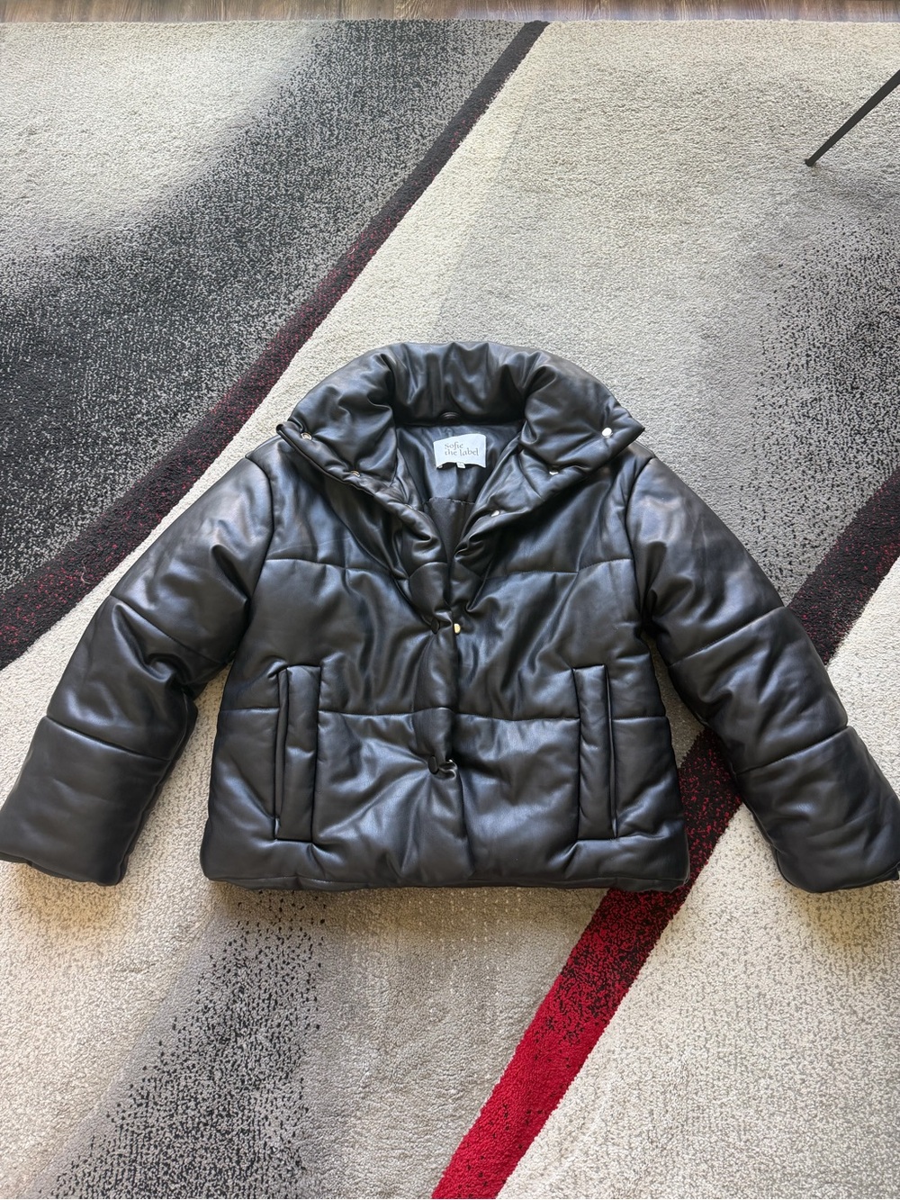 Sofie The Label Black Faux Leather Puff Jacket
